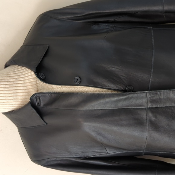 Express Vintage Genuine Leather Black Trench Jacket 13/14 - Picture 5 of 16